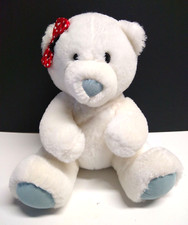 Vintage 1987 Dakin White Teddy W/ Blue Feet Bear Stuffed Animal Plush Toy 9 1/2"