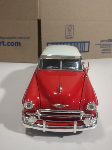 1950 Red Chevrolet Bel Air With White Top Diecast 1:24 Scale Model Loose No Box  - Picture 3 of 15