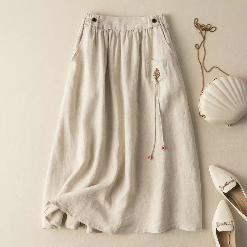 Linen tassel skirt cheap