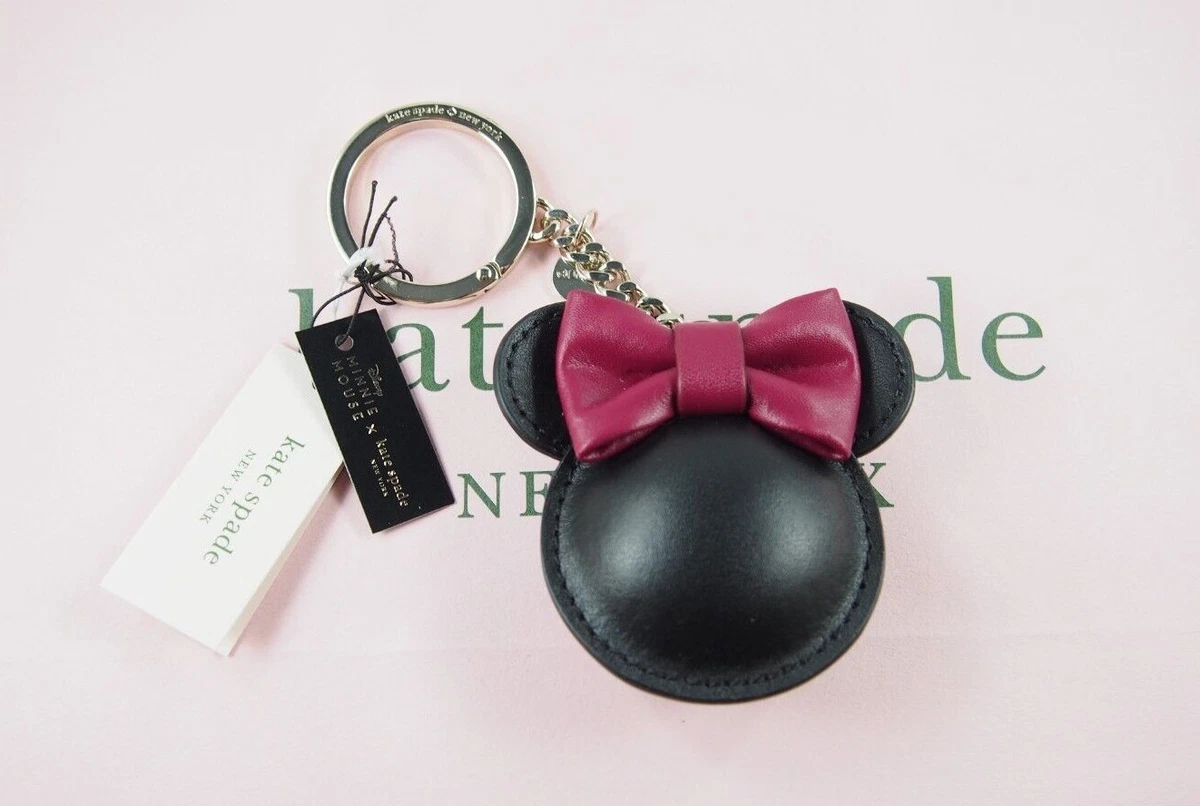 Minnie Mouse x Kate Spade Black Red Leather Bow Keychain Accessory
