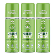 3-Pack Green Pain Relief and Recovery Menthol Eucalyptus Arnica ROLL-ON