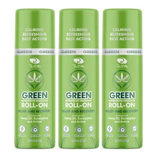 3-Pack Green Pain Relief and Recovery Menthol Eucalyptus Arnica ROLL-ON