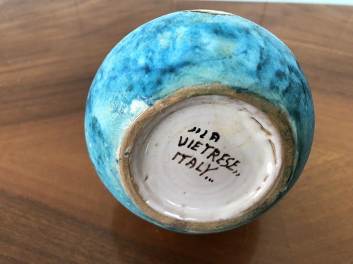 Vase LA VIETRESE 40er Jahre aus polychromem emailliertem Terrakotta handdekoriert - Bild 10 von 10