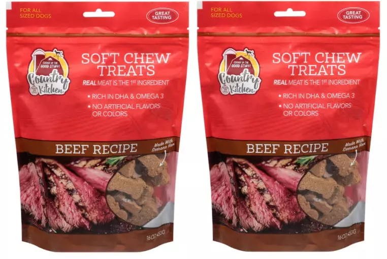 Pack of 2 Country Kitchen Beef Flavored Soft Chew Dog Treats 16 oz Bag