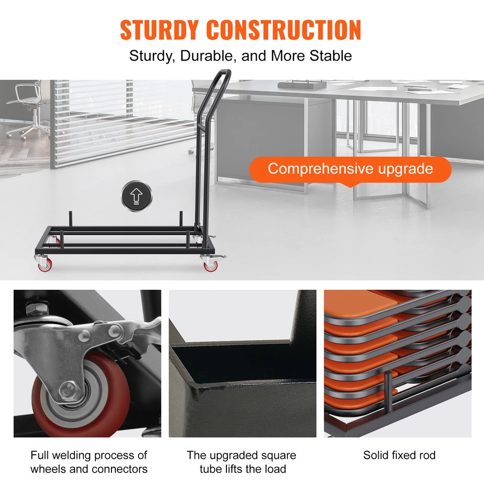 VEVOR 12 Chairs Folding Chair Storage Dolly Folding Chairs Rack Heavy Duty Iron - Image 3 of 4