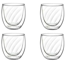 4x Double Wall Glass Cup Glasses Mug Hot Cold Drink Eliza Coffee Latte Tea 250ml