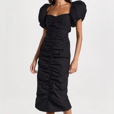 $475 NWT Rhode Black Tessa Cotton Poplin Dress Sz 12