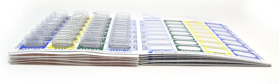 Cartões sistema blister medicação selo frio semanal 4 vezes por dia (pacote com 6) - Imagem 3 de 4