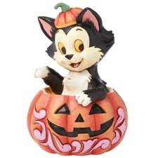 ღ New JIM SHORE DISNEY Figurine FIGARO TUXEDO CAT Halloween Pumpkin Pinocchio