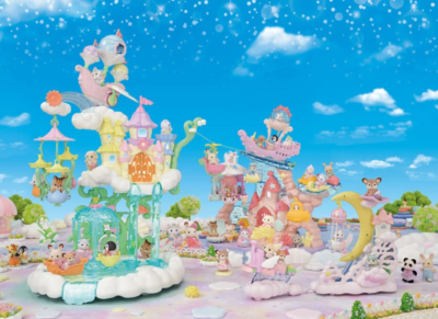 Sylvanian Families Yumeiro Castello Fatato Nel Cielo F-37 - Set Con Famiglia Conigli