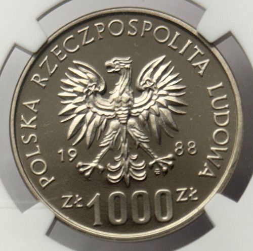 1988-MW Poland Silver 1,000 Zlotych Proba Jadwiga NGC PF-69 UCAM - Picture 4 of 4