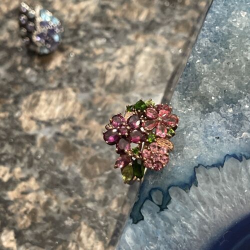 Anello Chuck Clemency STS NYCII argento sterling 925 multi gemma bouquet floreale taglia 8 - Foto 12 di 16