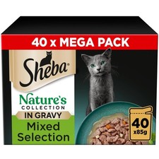 80 x 85g Sheba Natures Collection Adult Wet Cat Food Pouches Mixed in Gravy 5.20 per kilo
