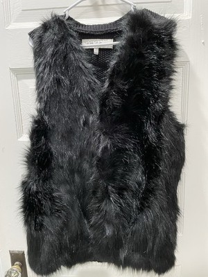 Sebby Collection Black Faux Fur Vest, Size XXL , Western, Cowgirl