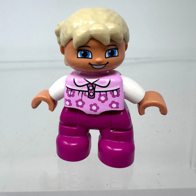 LEGO Duplo Girl Pink Flower Shirt Bottom Blonde Child Kid Toddler