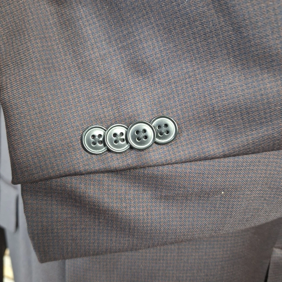 Joseph Abboud Jacket Blazer Mens 52L Burgundy Houndstooth Double Vented - Image 3 of 4