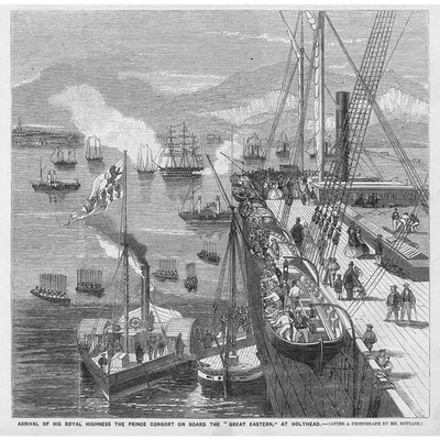 HOLYHEAD Ankunft der Prince Consort an Bord des Great Eastern alter Druck 1859