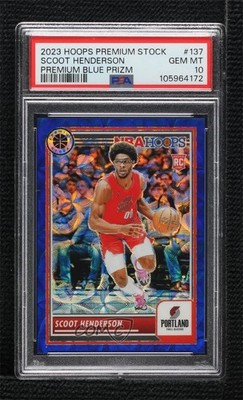 2023-24 NBA Hoops Premium Stock Blue Prizm 24/25 Scoot Henderson Rookie RC 0x3f