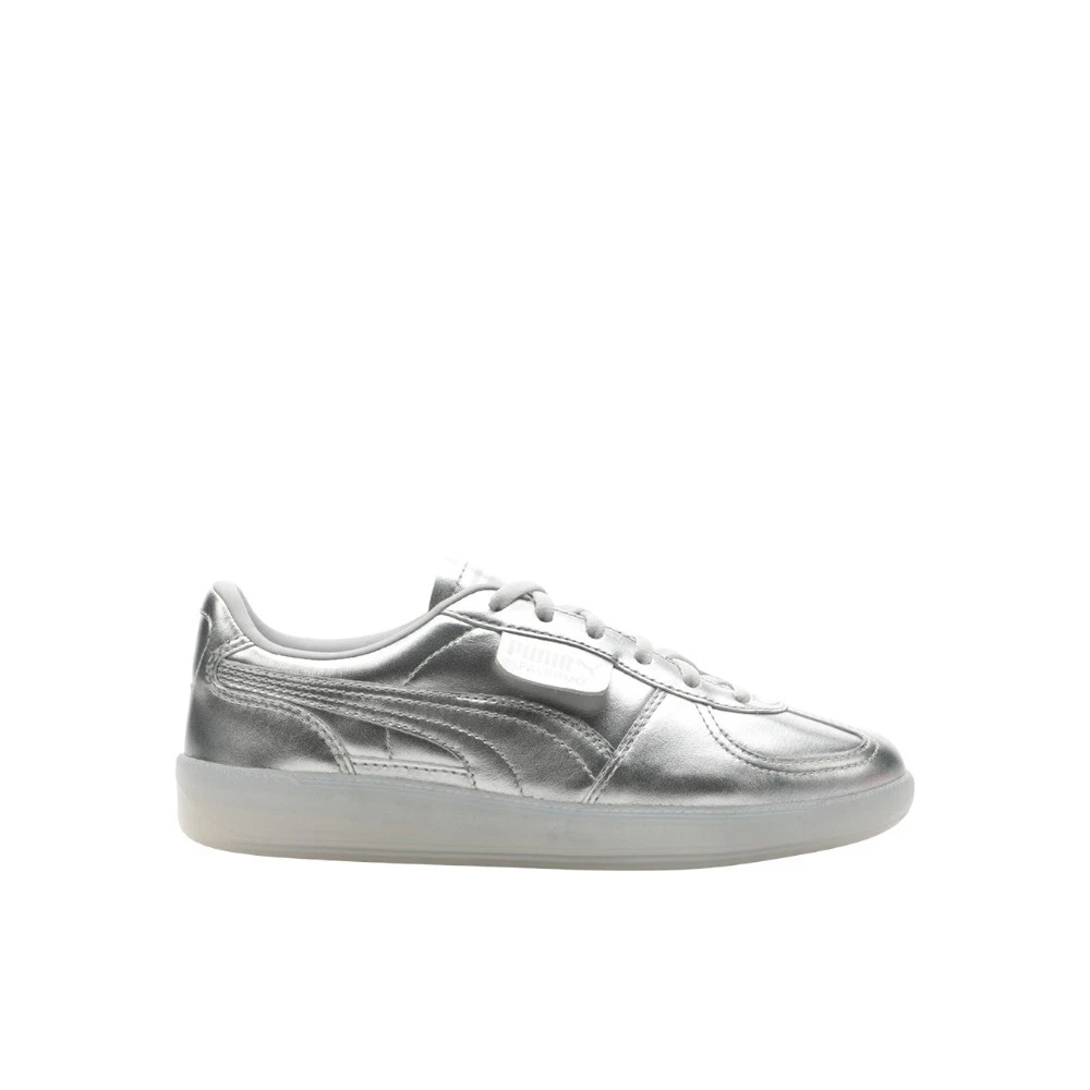 PUMA Palermo Chrome Lace Up Youth Girls Silver Sneakers Casual Shoes 40132501