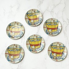 ANTIQUE TIN LITHO TOY PLATES DUCKY BATH TIME OHIO ART 6 DISHES RUBBER DUCK