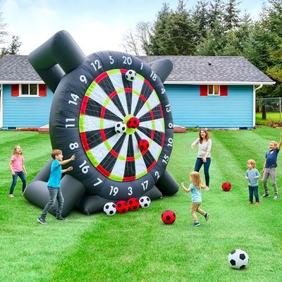 10FT Giant Inflatable Soccer Darts Board with 8pcs Soccer Balls &370w Blower