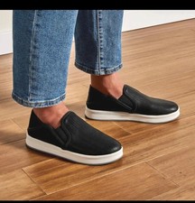 Olukai black leather Slip On Cushioned Footbed Loafers Womens Size 7.5