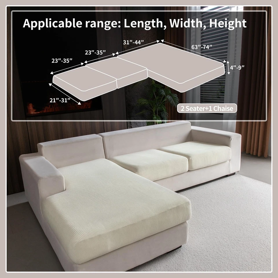 Sectional Couch Covers, Wear Resistant Stretch Sofa Covers Washable Soft Couc... - Image 2 of 4