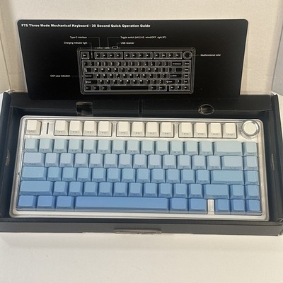 AULA F75 PRO Wireless Keyboard 2.4GHz/Type-C/BT5.0(White Blue) NEW OPEN BOX