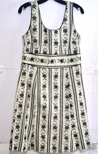 A Carole Little Vintage Women's Dress Embroidered Cottagecore Black & White 12