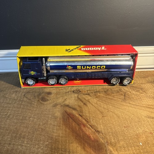 VINTAGE 1979 BUDDY L STEEL MACK SUNOCO TANKER TRUCK 14" LONG NEW IN ORIGINAL BOX
