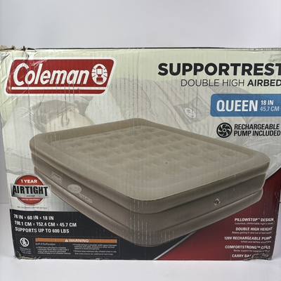 #ad Coleman SupportRest Double High 18quot; Queen Air Mattress 2000038047 BEIGE $29.99