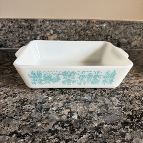 PYREX Turquoise Amish Butterprint 1 1/2 Qt #0503 Rectangular Casserole Vintage - Picture 3 of 8