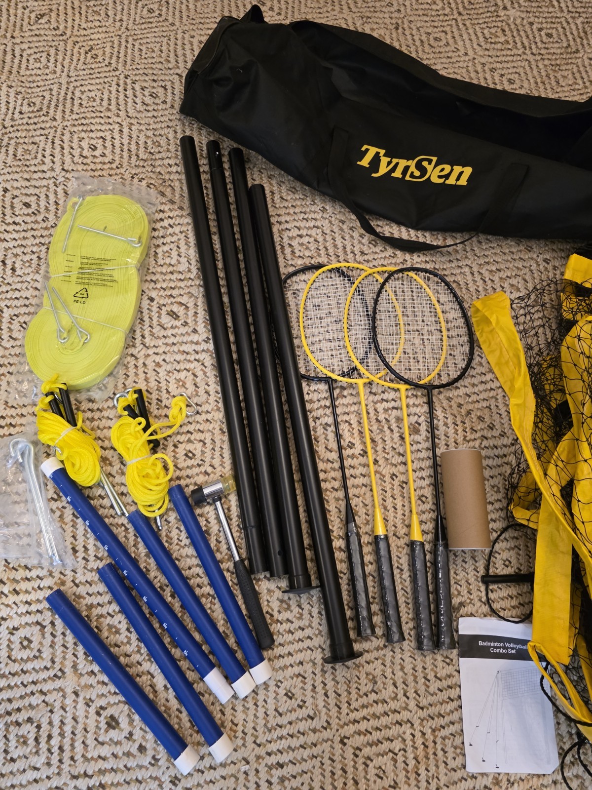 Compact Outdoor Volleyball and Badminton Combo Set - Easy Setup & Transport