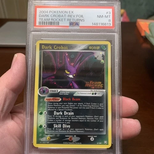 PSA 8 Dark Crobat Stamped Reverse Foil Holo Rocket Returns Pokemon Card 2004 #3