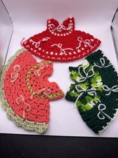3 Vintage Crocheted Dresses Retro Kitsch Kitc...