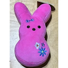 Pink Peeps Easter Bunny Plush 6 inch Scented Embroidered Bow Flowers New