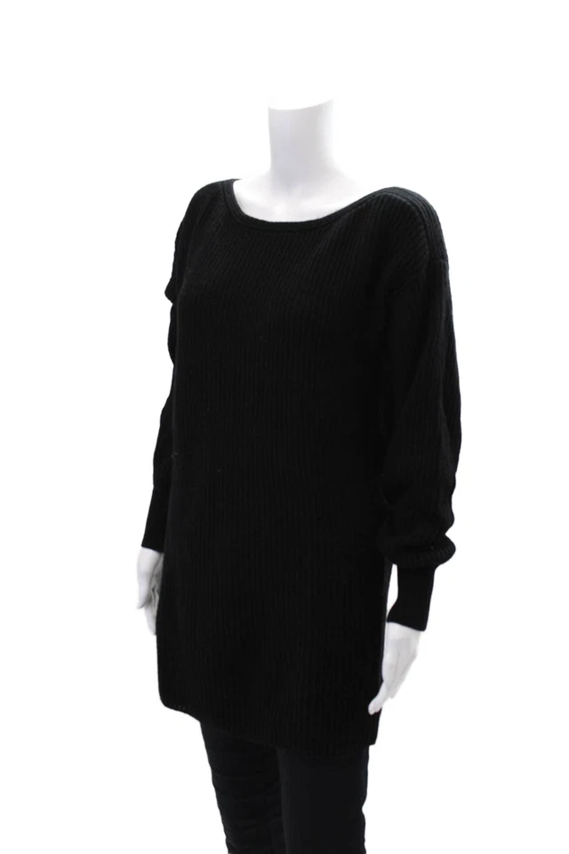 Intermix Womens Ribbed Wool Crew Neck Pullover Sweater Top Black Size Small Foto 2 de 4