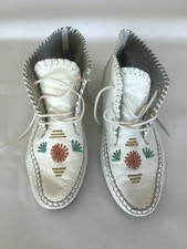 PINA COLADA VINTAGE WHITE LEATHER MOCCASINS ANKLE BOOTS 6.5