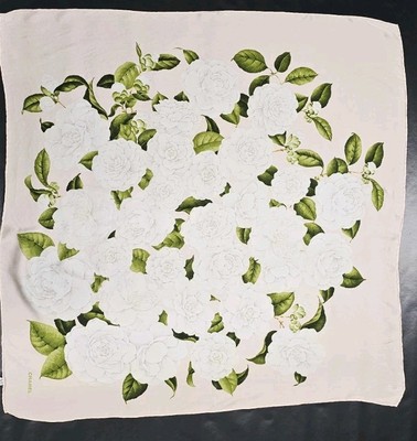 Chanel Scarf Vintage 100% Silk Light Pink with White Flowers | eBay