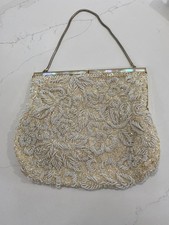 Vintage Beaded Mother Of Pearl Evening Bag Purse perfect for a bride