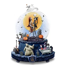 Bradford Disney Nightmare Before Christmas Musical Snow Globe with Rotating Base