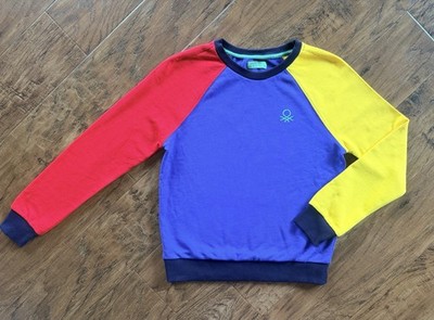 United Colors of Benetton Women's Crewneck Blue / Red/ Yellow Sweatshirt Sz XS