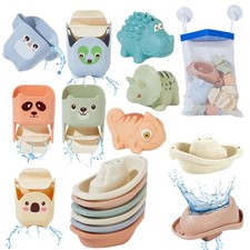 Mold-Free Baby Bath Toys Set, 14 Pack Floating Boats Cups for Ages 1-4