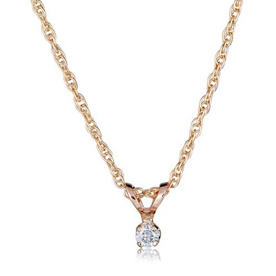 AVORA 10K Gelbgold-Solitaire 0,05 CT Echte Diamant-Anhänger-Halskette mit
