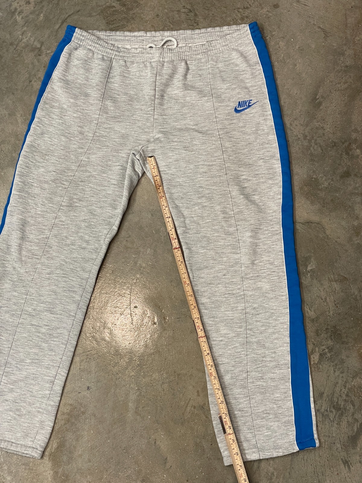 Nike Vintage Sweatpants Mens L Gray Blue Stripe Silver Tag Straight Fit 80s Soft thumbnail 7