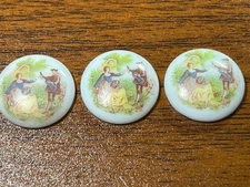 Button Covers set 3 Round Fragonard style cameos acrylic 3/4" music man woman