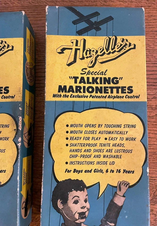 RARO Hazelle's Talking Marionette Cowboy #313 & Cowgirl #314 Set en Caja De Colección Años 50 Foto 4 de 4