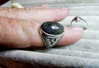 Sterling Silver Double Eagle Mens Ring. size 9 1/2 ,Fire Opal