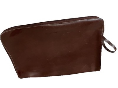 Flying Horse Brown Solid Computer  Bag w/Silver Hardware, Zip, Tan Lining