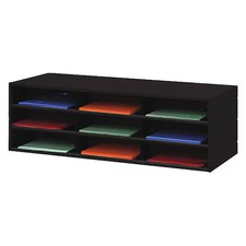 Durham Mfg 431-08 Opening Horizontal Literature Rack, 9 Openings, Black